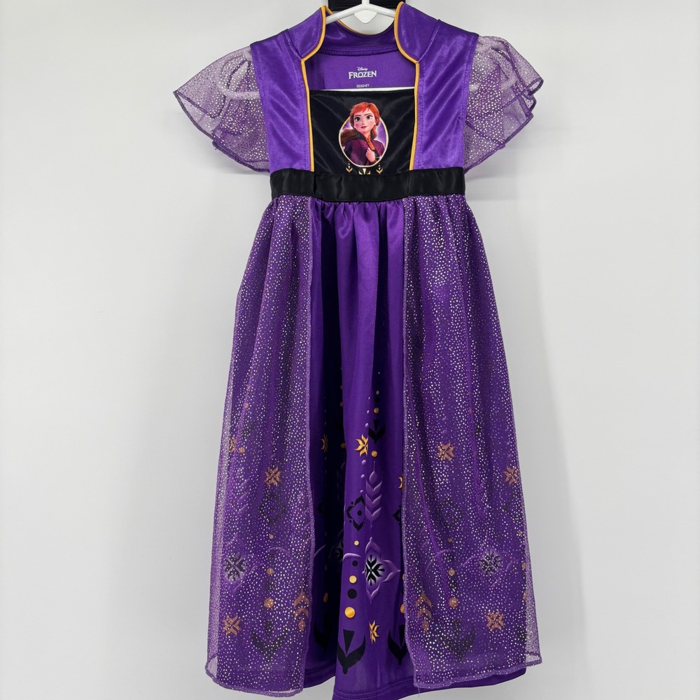 Disney Frozen Anna Purple Night Gown Sparkle Mesh Sleepwear Toddler Girls 2T NEW - Picture 1 of 9